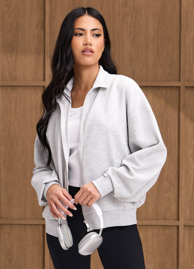 Gym King Waffle Full Zip Funnel - Grey Marl