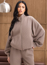 Gym King Waffle Full Zip Tracksuit - Truffle