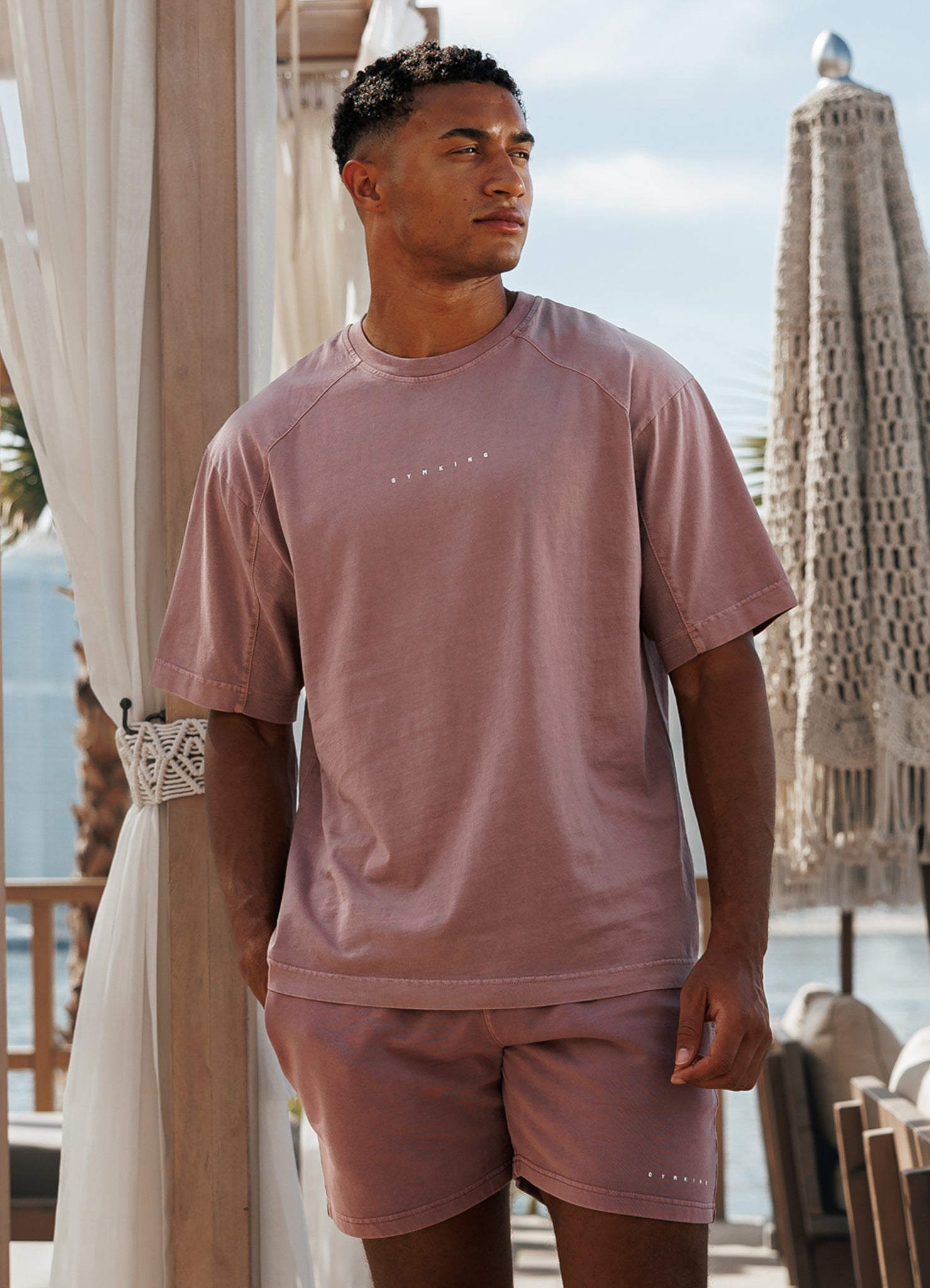 Gym King Purpose Washed Tee - Dusky Mauve