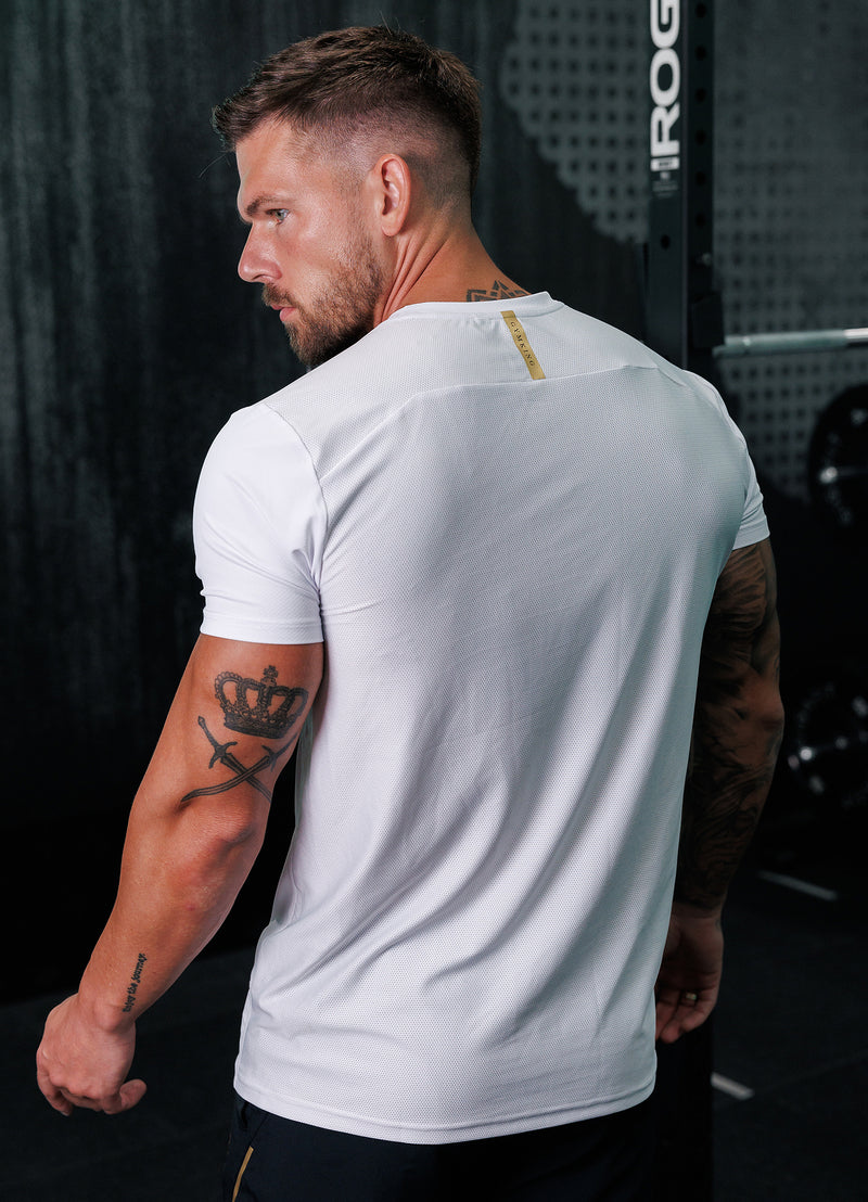 Gym King Flex Tee - White/Gold