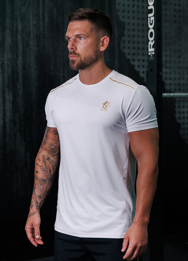 Gym King Flex Tee - White/Gold