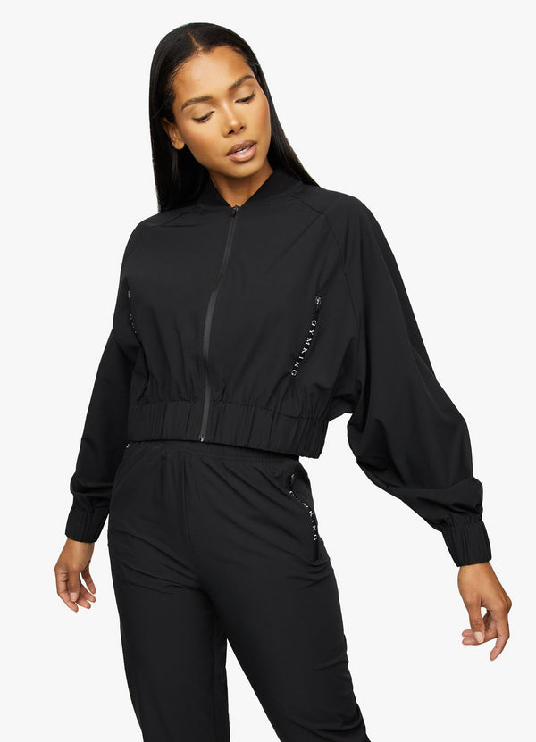Gym King Woven Batwing Bomber - Black