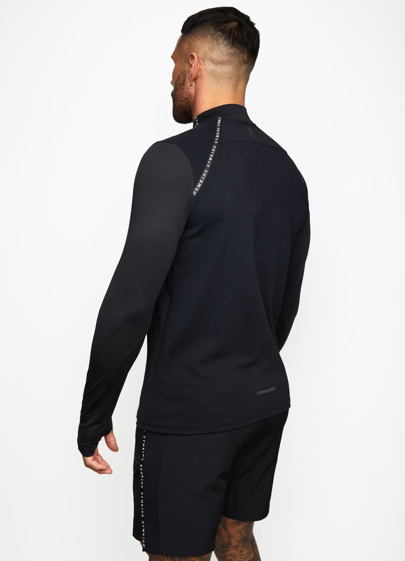 Gym King Ambition Taped 1/4 Zip Funnel - Black