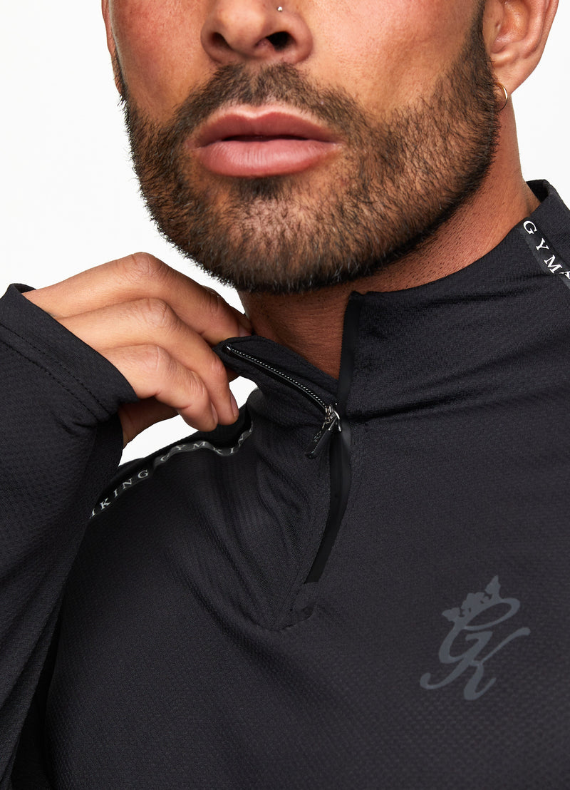 Gym King Ambition Taped 1/4 Zip Funnel - Black