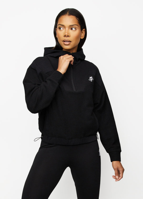 Gym King Bias 1/4 Zip Hood - Black