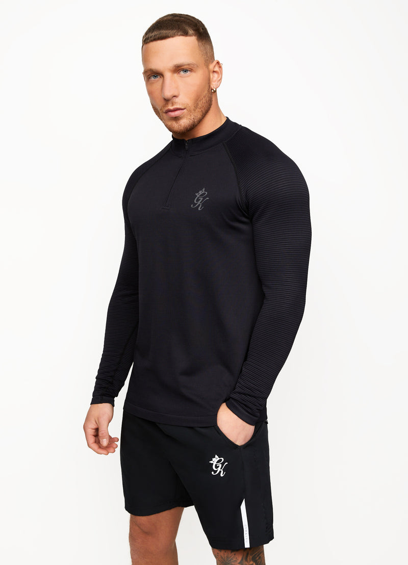 Gym King Sport Seamless Knit ¼ Zip Funnel – Black