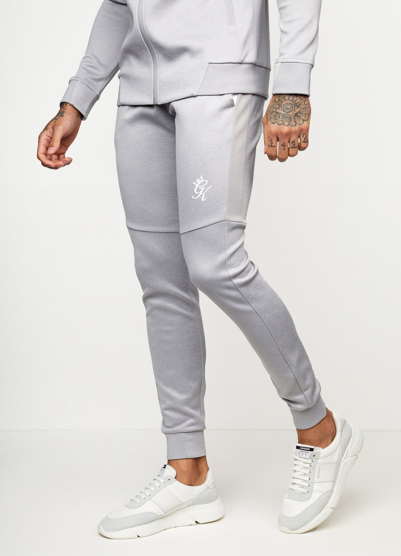 Gym King  Core+ Poly Tracksuit Bottoms - Grey Marl/White
