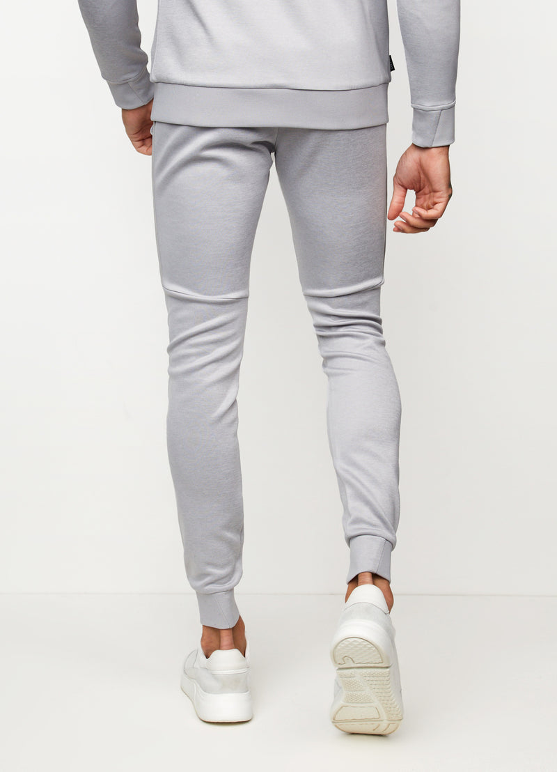 Gym King  Core+ Poly Tracksuit Bottoms - Grey Marl/White