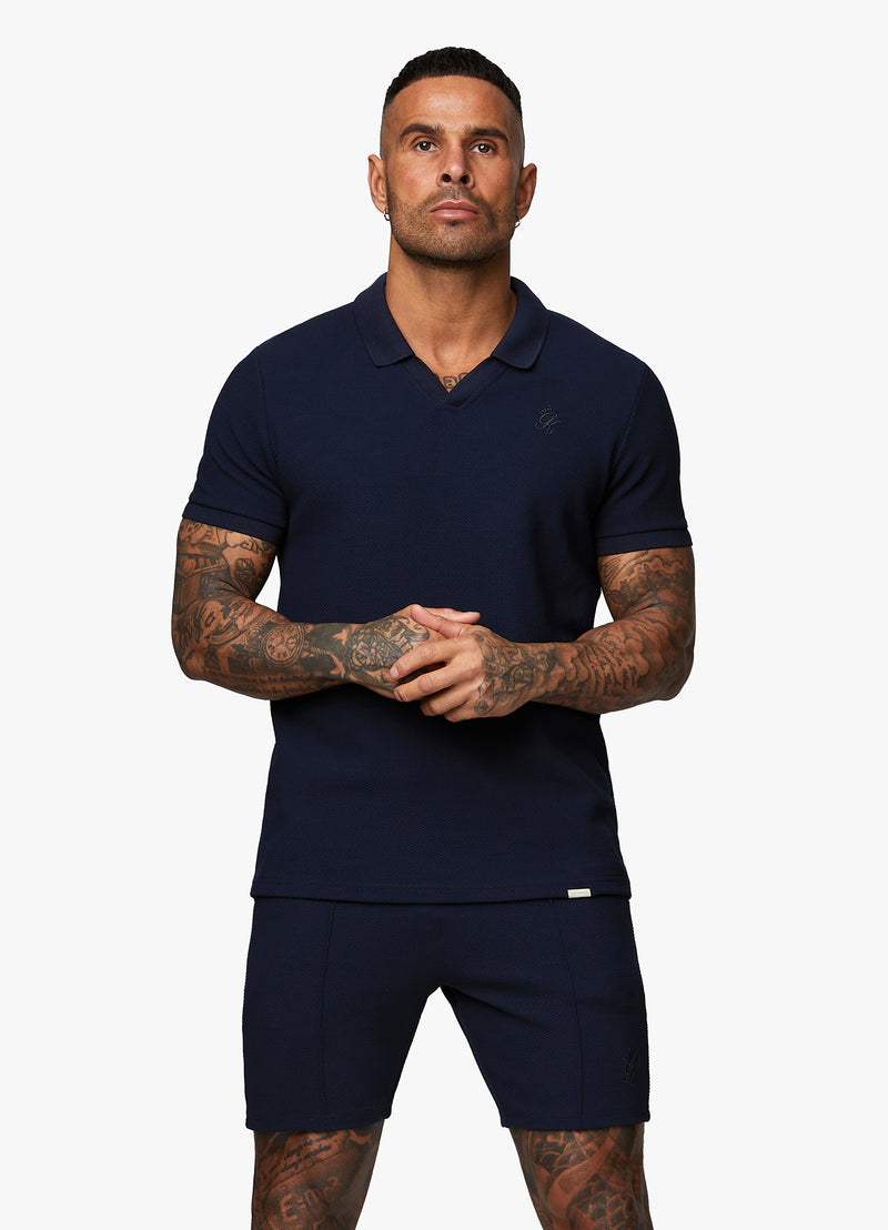 Gym King Signature Texture Polo - Navy