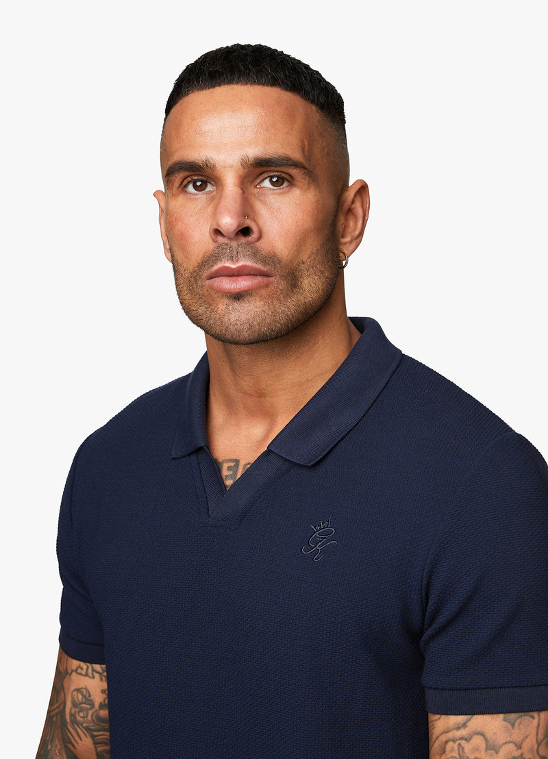 Gym King Signature Texture Polo - Navy