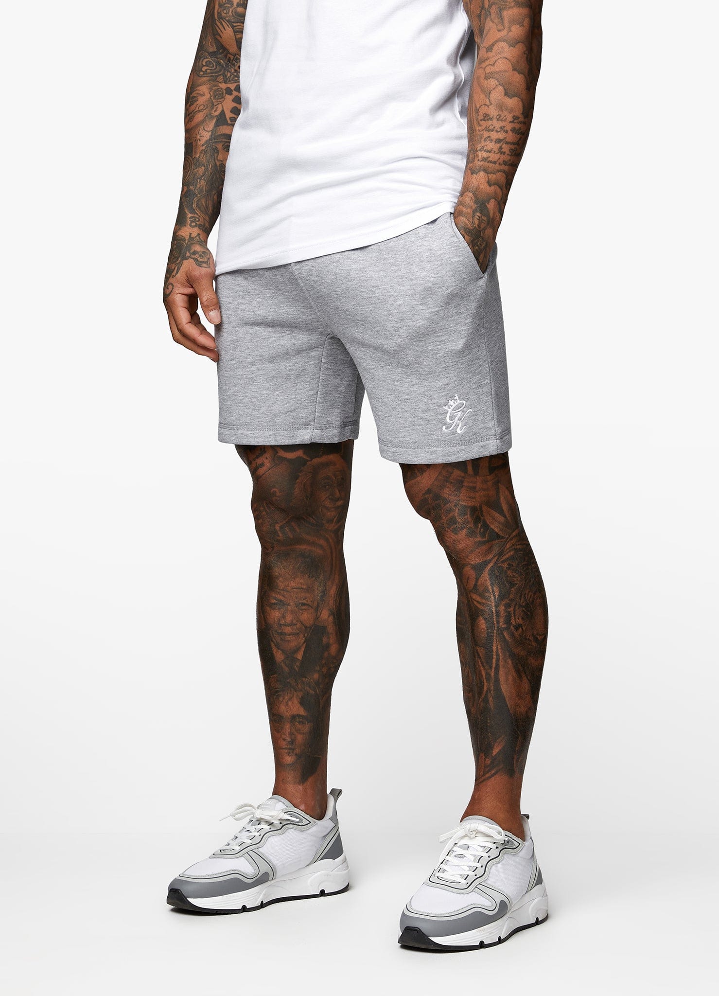 Men’s Gym King fleece grey shorts elastic waistband and side pockets