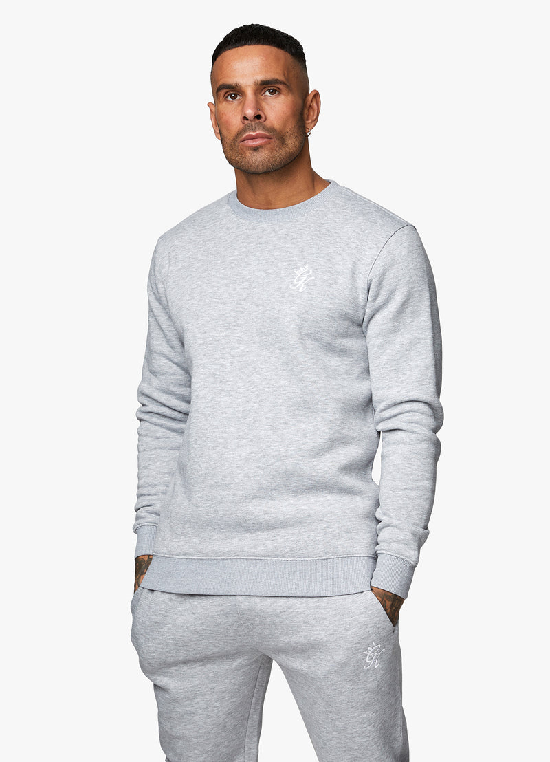 Gym King Fundamental Crew Tracksuit - Grey Marl