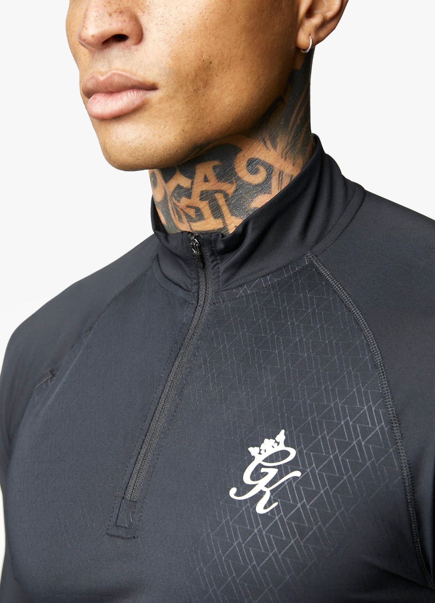 Gym King Debossed Energy 1/4 Zip Funnel - Black