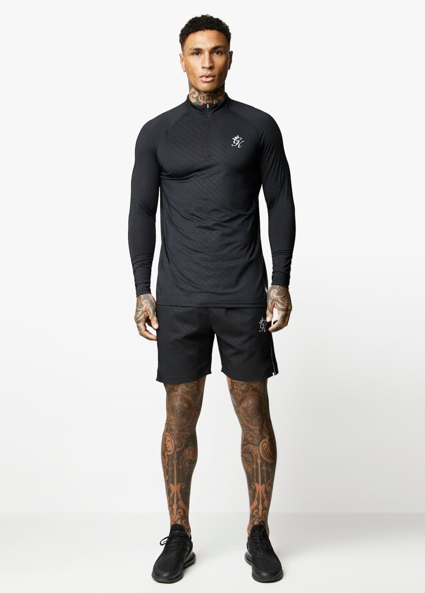 Gym King Debossed Energy 1/4 Zip Funnel - Black