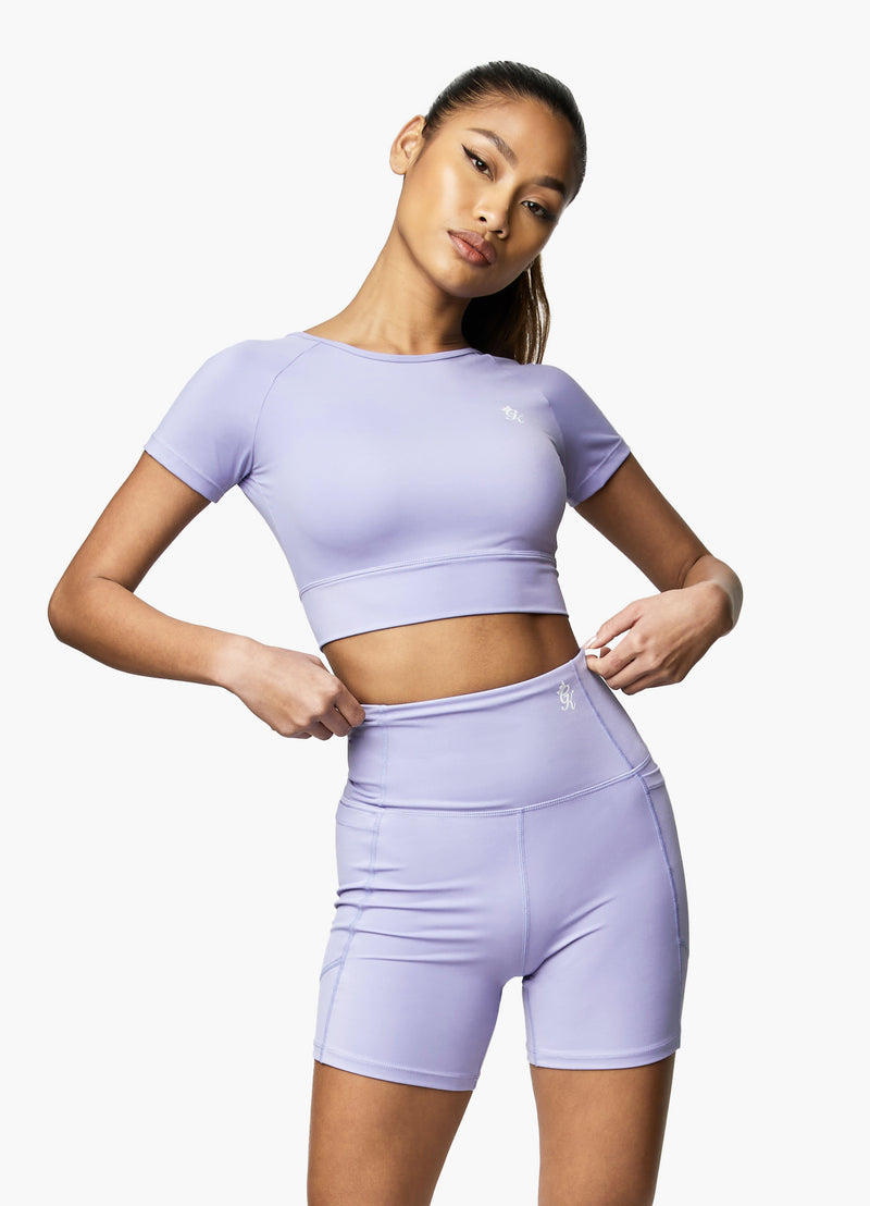 Gym King Dominate Cap Sleeve Crop Tee - Lilac Orchid
