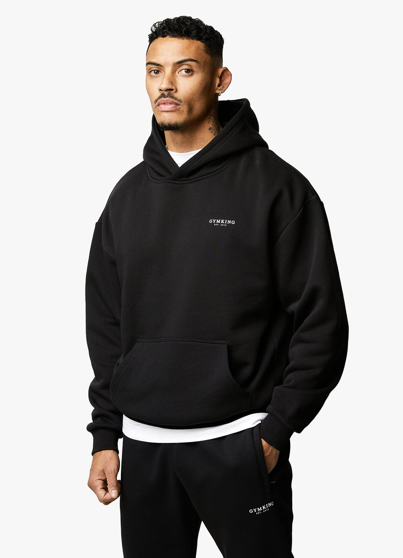 Gym King Oversized Logo Hoodie - Black