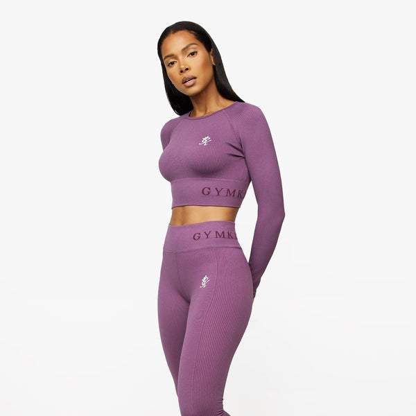 Gym King Formation Long Sleeve Crop Top - Berry