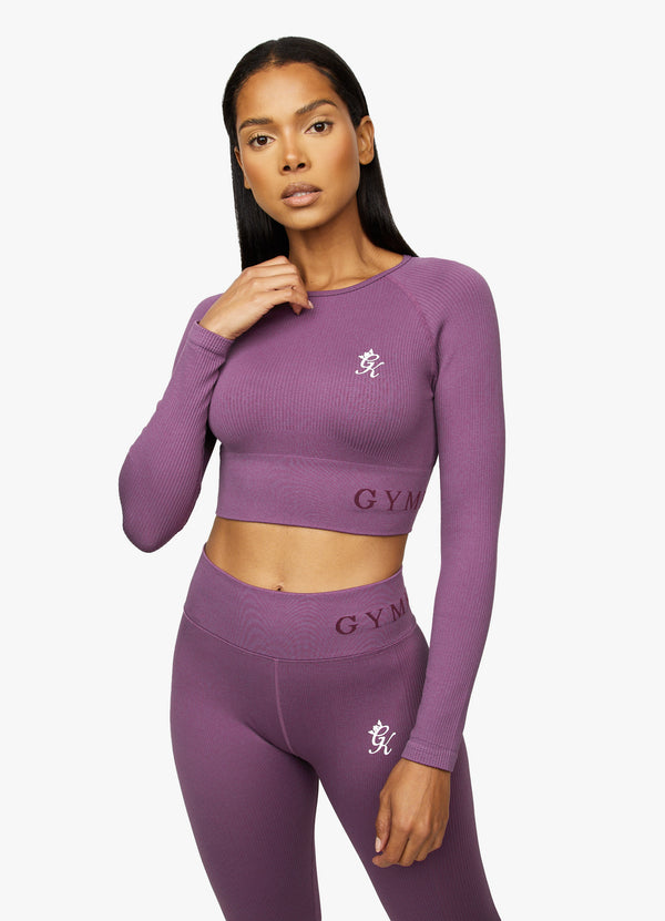 Gym King Formation Long Sleeve Crop Top - Berry