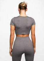 Gym King Formation Seamless Rib Ss Top - Gunmetal