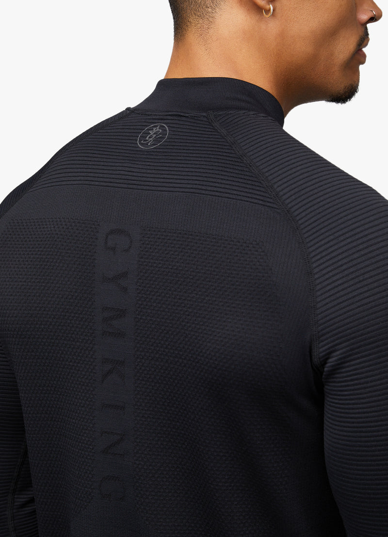 Gym King Sport Seamless Knit ¼ Zip Funnel – Black