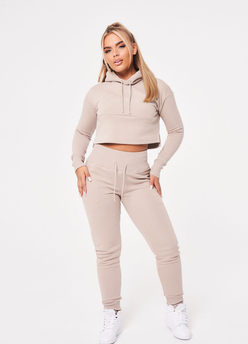 Gym King Sky Script Hooded Crop - Mink.6