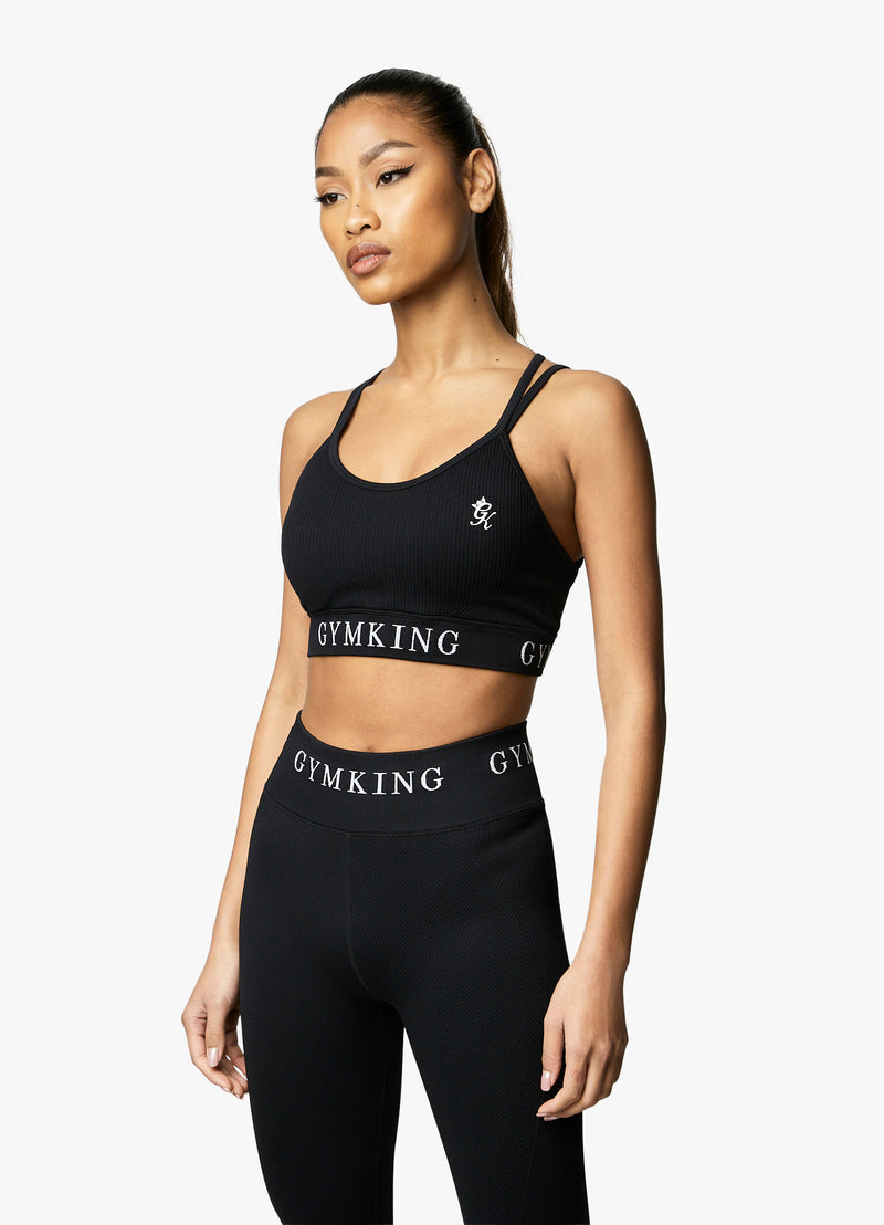 Gym King Intention Multi Rib Sports Bra - Black