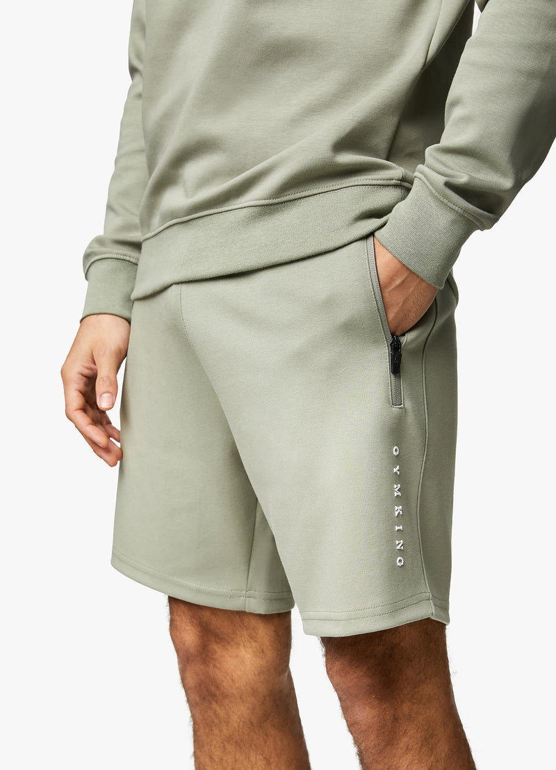 Gym King Linear Print Interlock Short - Soft Khaki