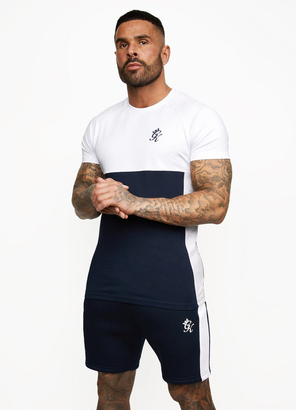 Gym King Contrast Panel T-shirt - Navy/White