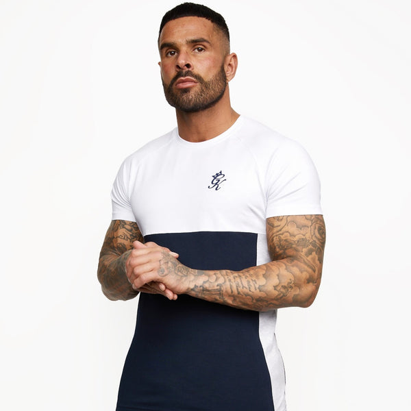 Gym King Contrast Panel T-shirt - Navy/White