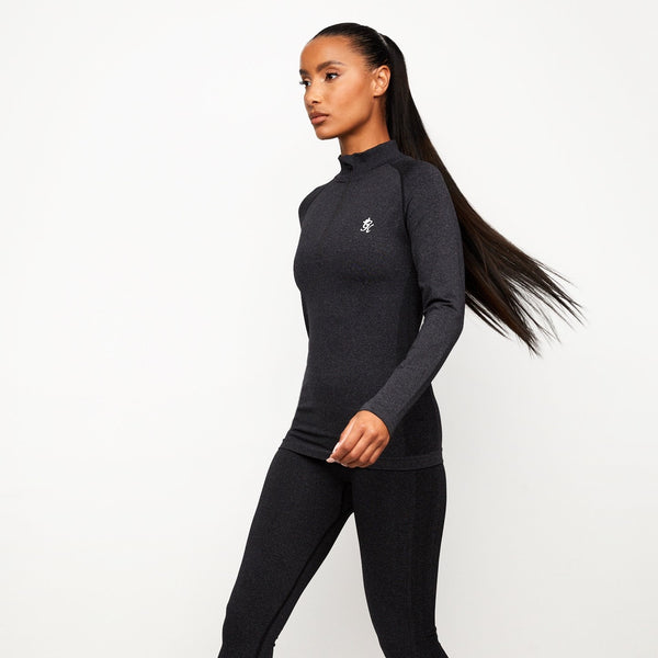 Gym King Seamless Results 1/4 Zip Funnel - Black