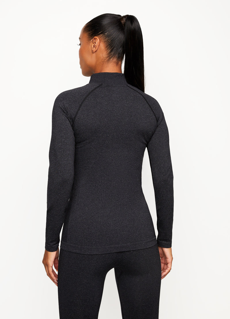 Gym King Seamless Results 1/4 Zip Funnel - Black
