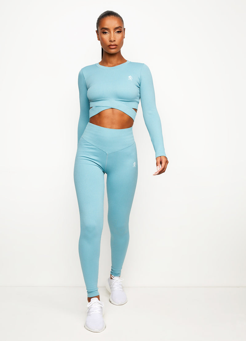 Gym King Balance Long Sleeve Crop - Blue Haze
