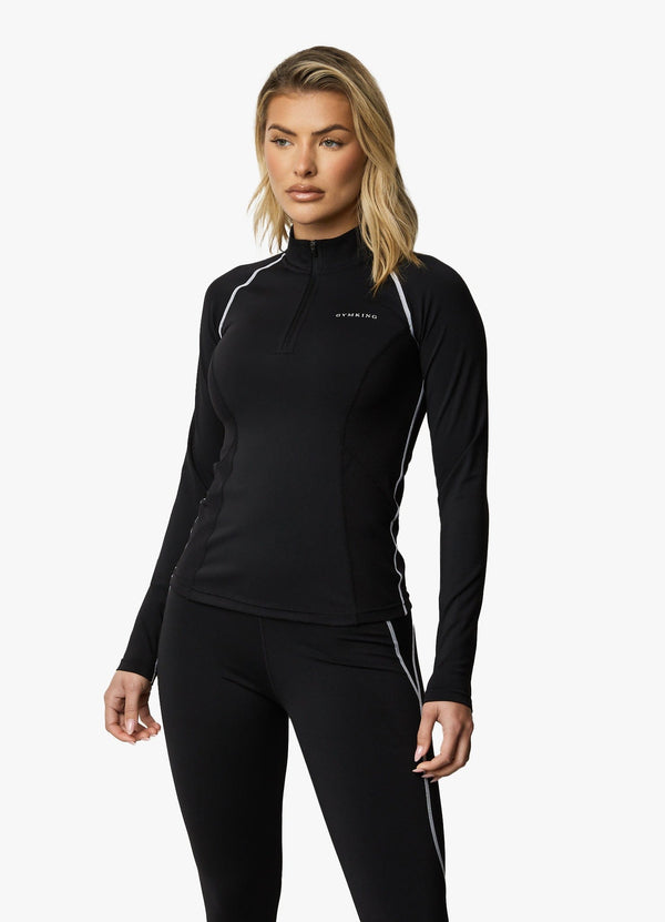 Gym King Motivate 1/4 Zip - Black/White