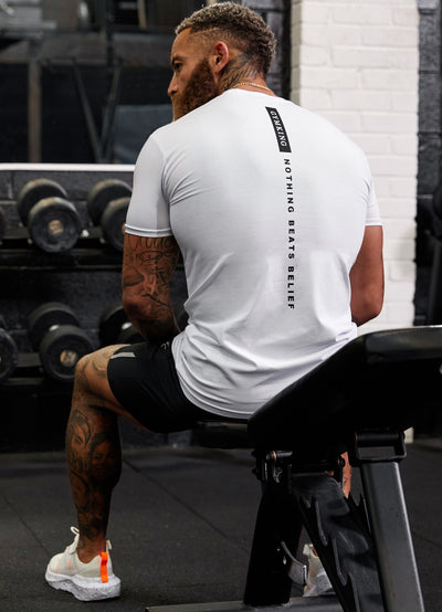 Gym King Nothing Beats Belief Tee - White