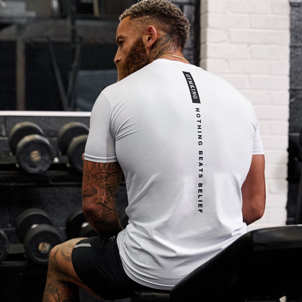 Gym King Nothing Beats Belief Tee - White