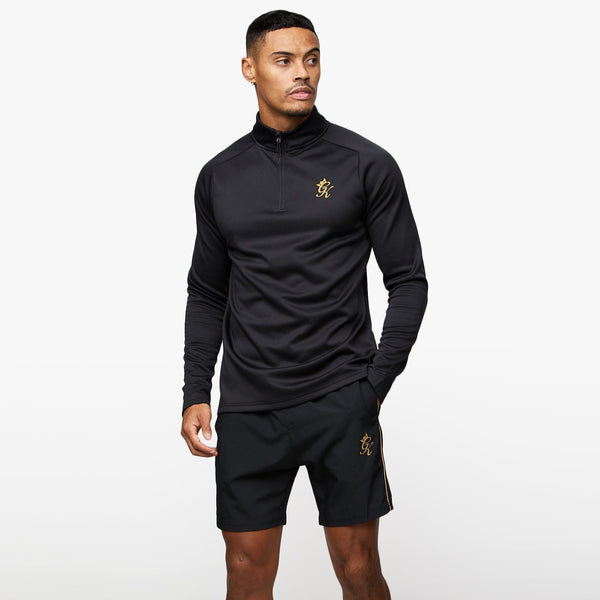 Gym King Performance Poly 1/4 Zip - Black/Gold