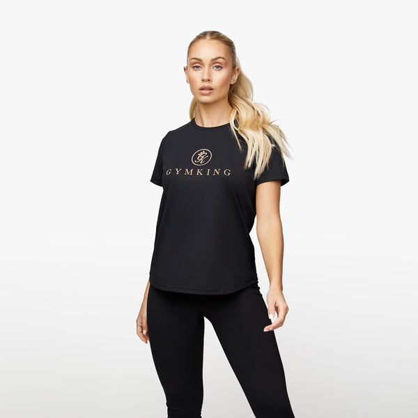 Gym King Pro Logo Tee - Black/Rose Gold