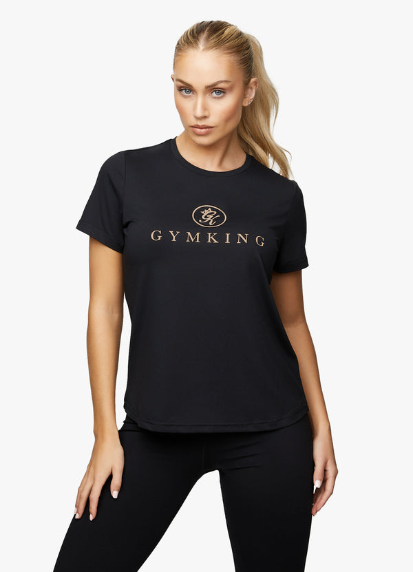 Gym King Pro Logo Tee - Black/Rose Gold