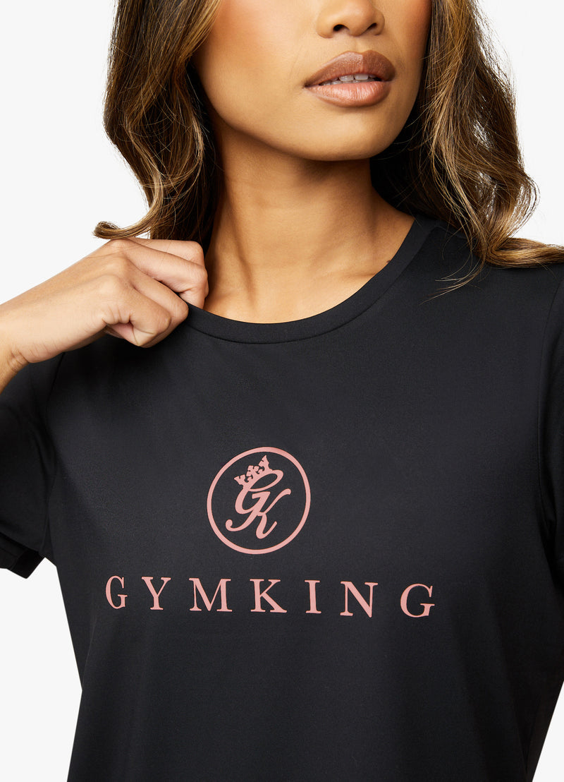 Gym King Pro Logo Tee - Black/Rose Gold
