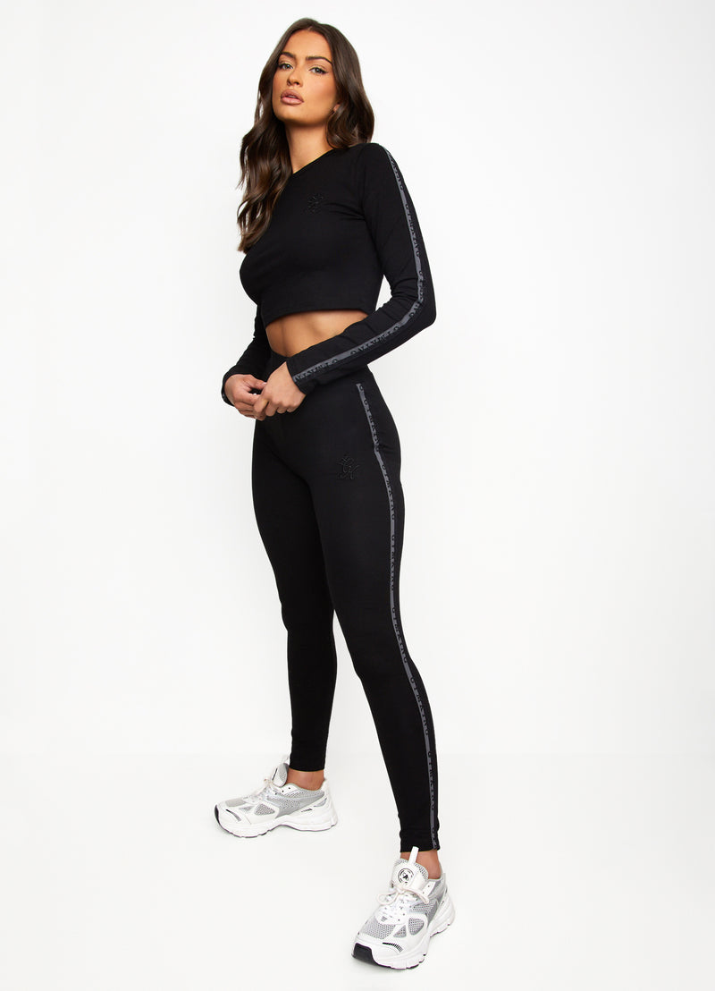 Gym King Results Tape Longsleeve Crop - Black