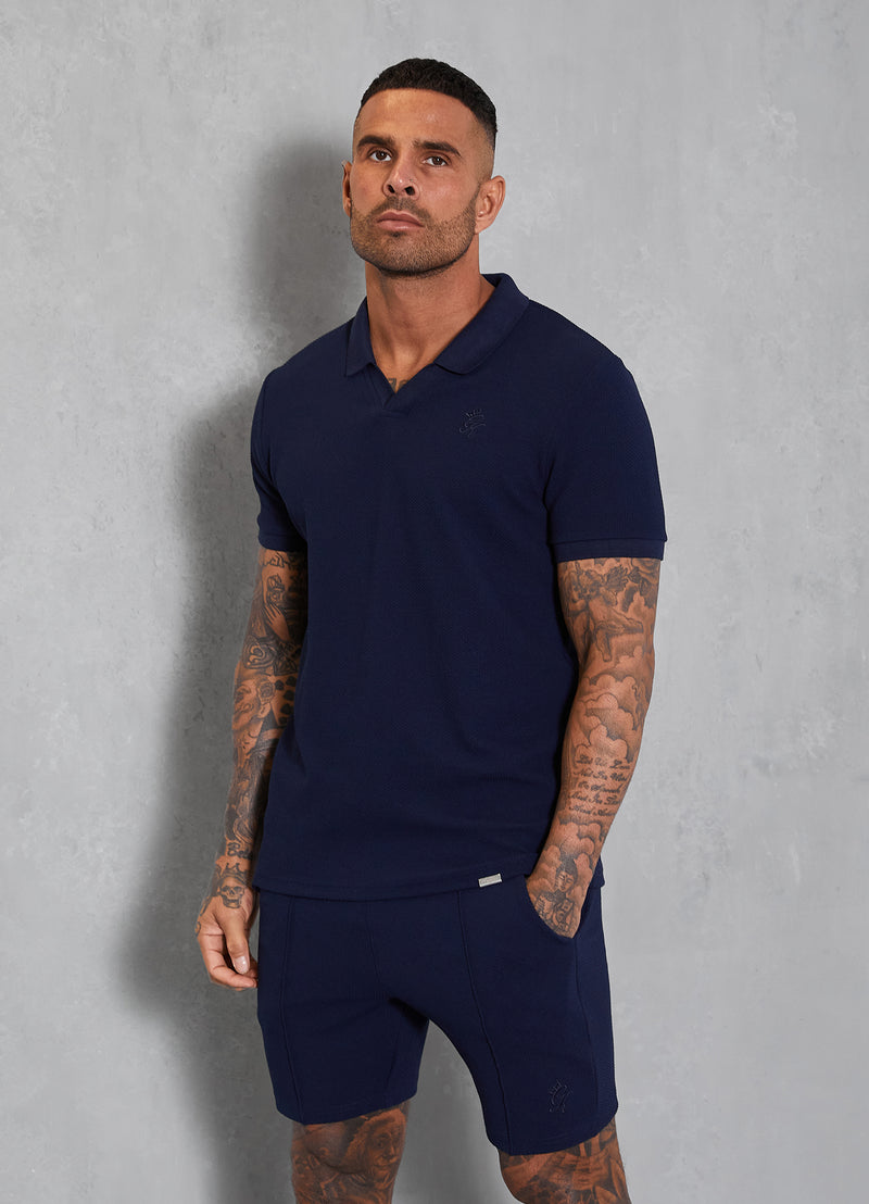 Gym King Signature Texture Polo - Navy