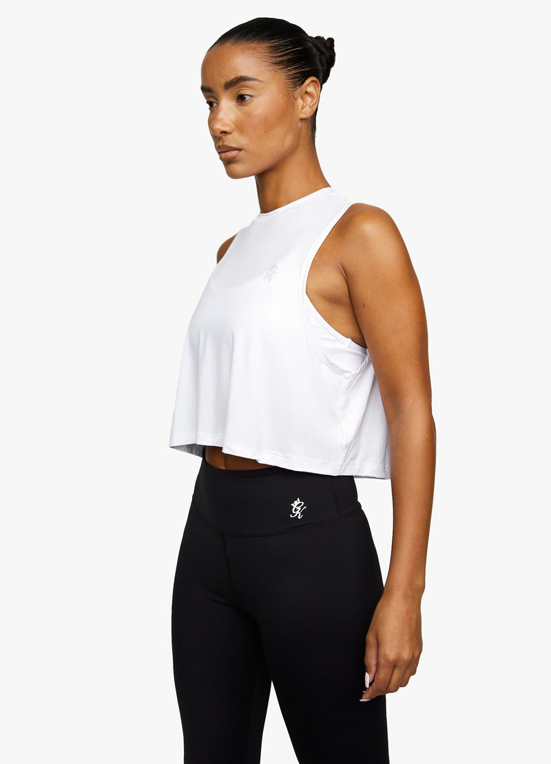 Gym King Crop Vest - Bright White