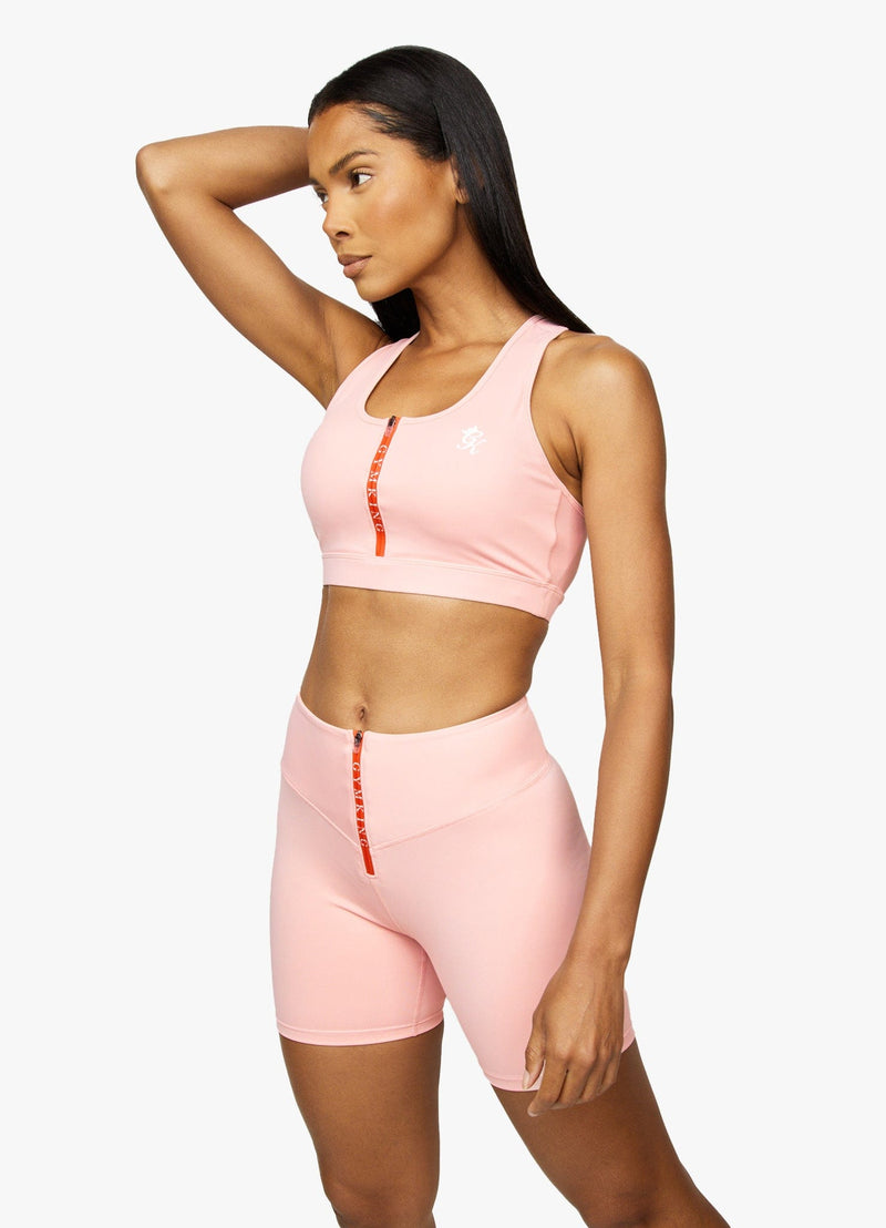 Gym King Stamina Texture Racer Back Bra - Blush Pink/Chilli Red