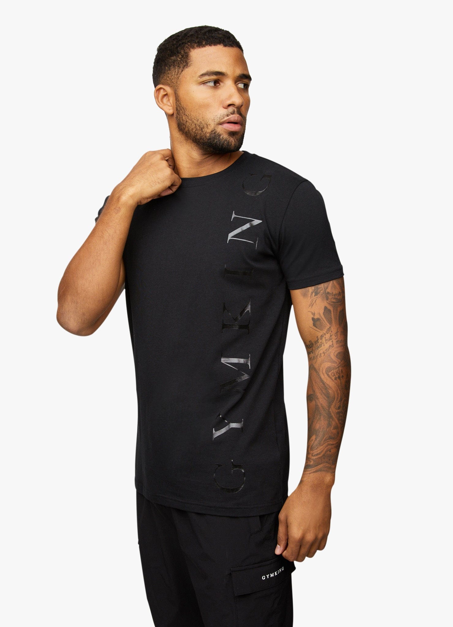 Gym King Text Logo Tee - Black/Black