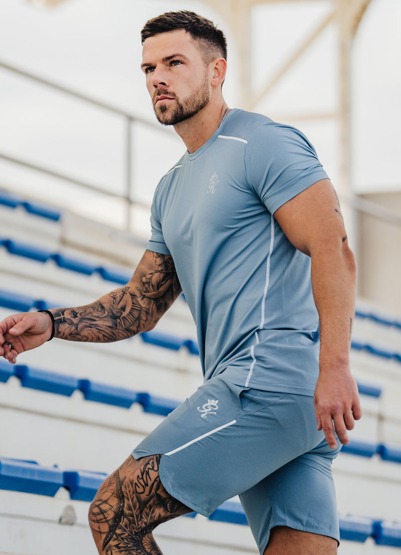 Gym King Contrast Flex Tee - Smoke Blue